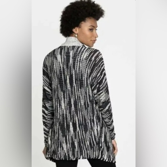 Nic + Zoe ENGRAVING CARDIGAN Drapey  Size PP Black White - Picture 2 of 5